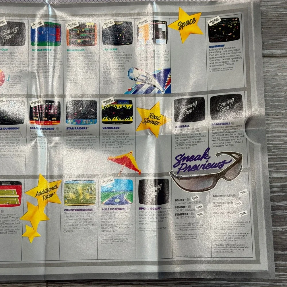 Vintage 1983 Atari Game Catalog Your Ticket to the Atari Stars Fold-Out Poster